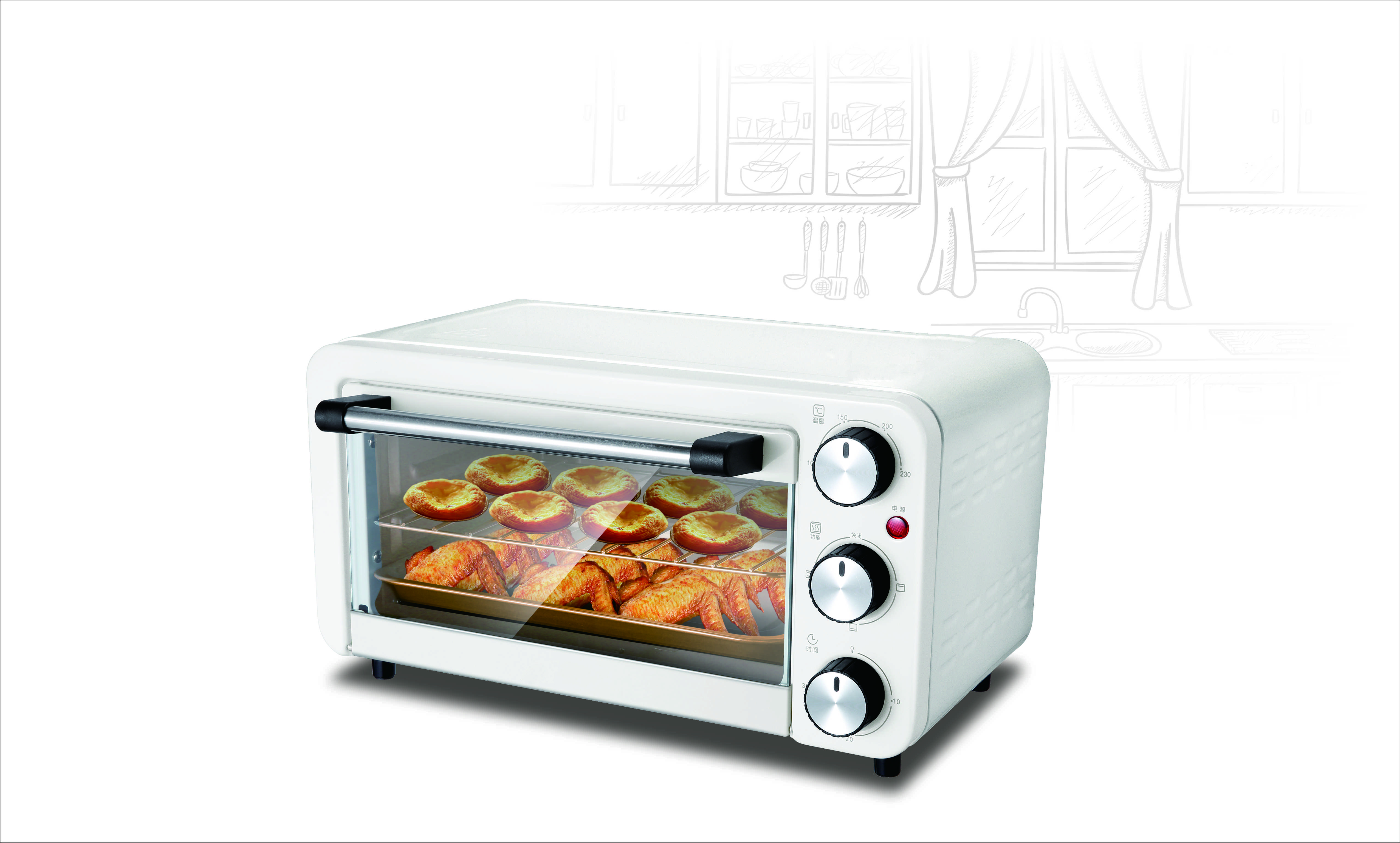 11L Toaster oven _HL-1101-3Knob White